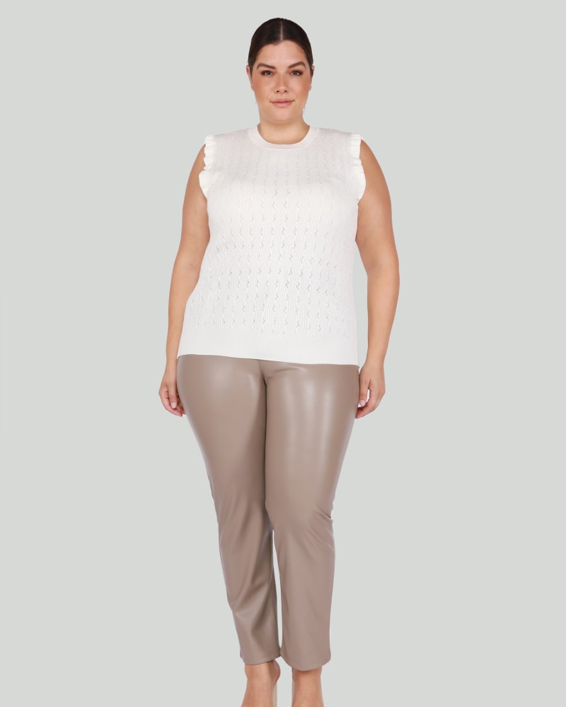 White faux leather pants plus size hot sale